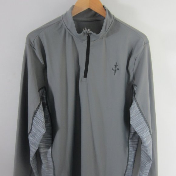 New LRD Mens Large Gray Quarter Zip Golf Pullover 1/4 Zip LS Shirt Stretch NWT - Picture 1 of 9
